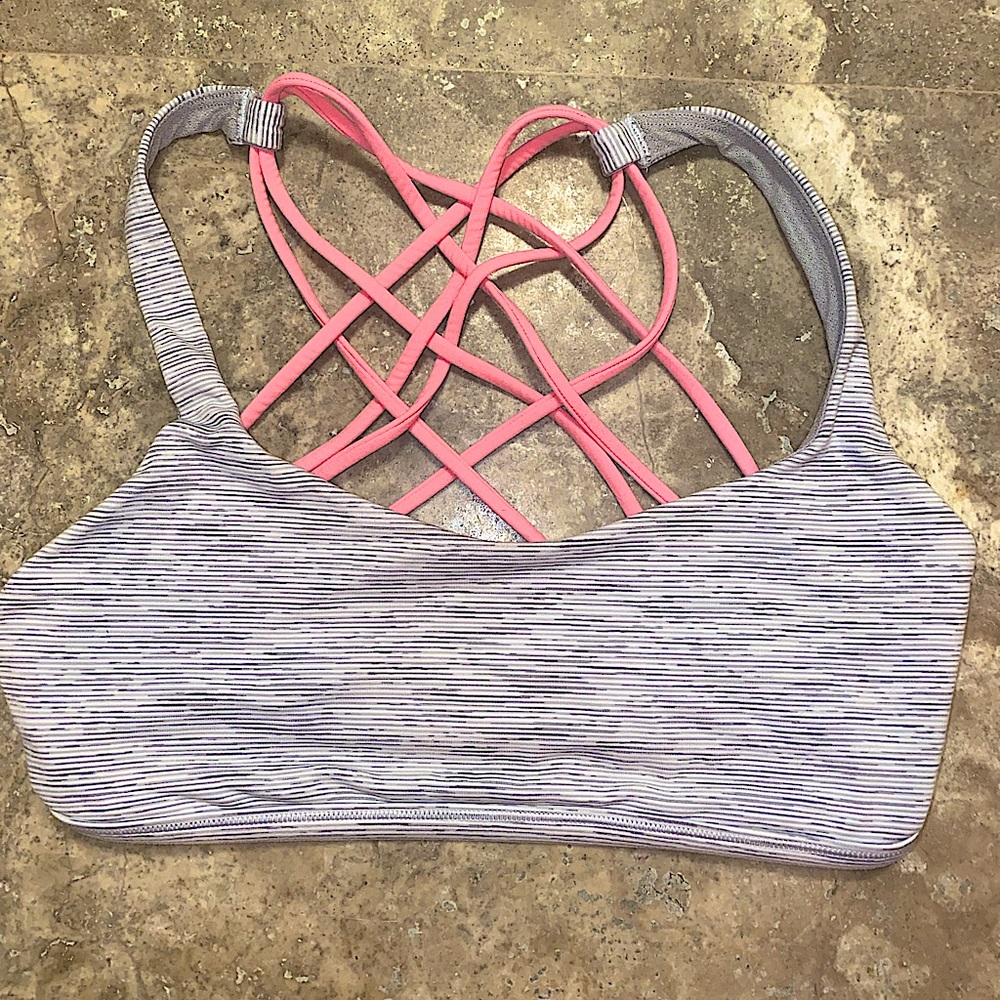 Lululemon Free to Be Wild grey and coral sports bra size 4